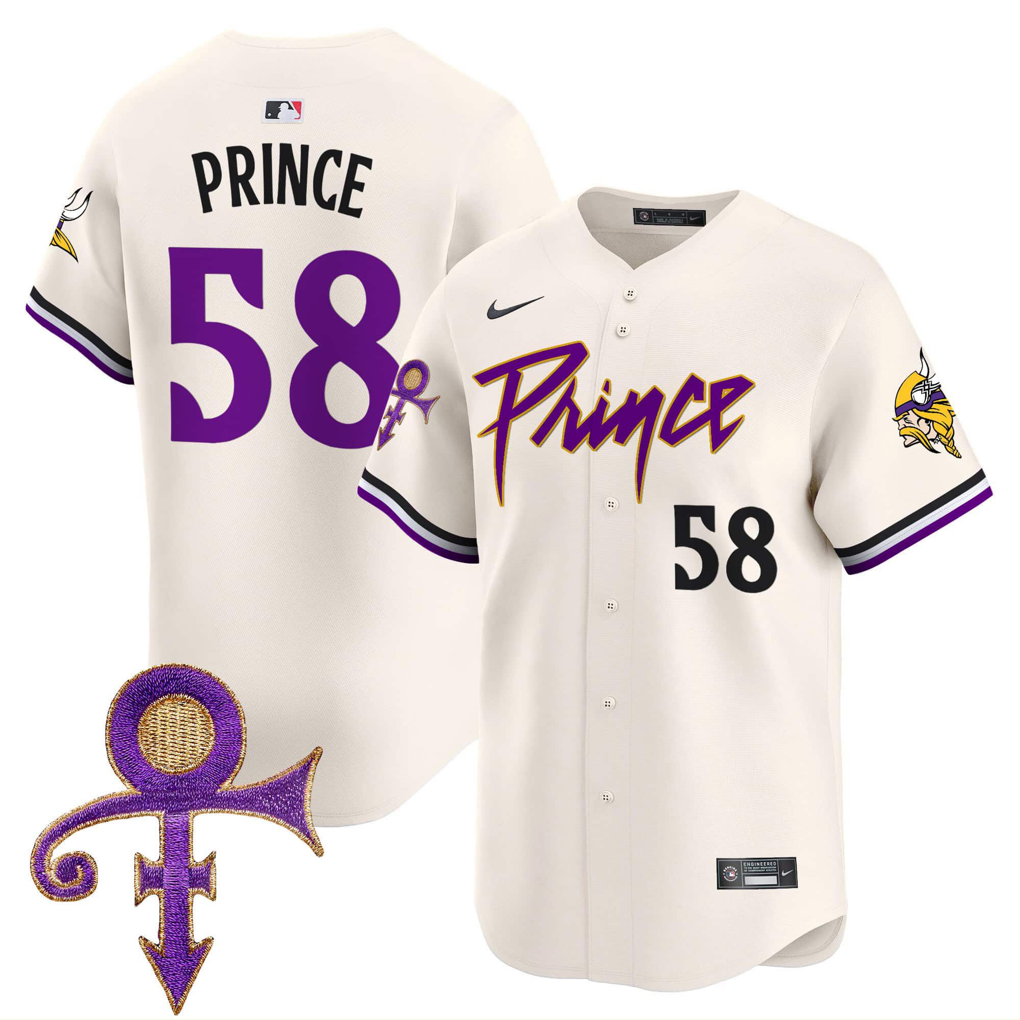 Men Minnesota Vikings 58 Prince Cream 2024 Nike Prince Patch Vapor Premier Limited NFL Jersey